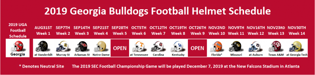 2019 Georgia Football Helmet Schedule  Georgia Bulldogs Football